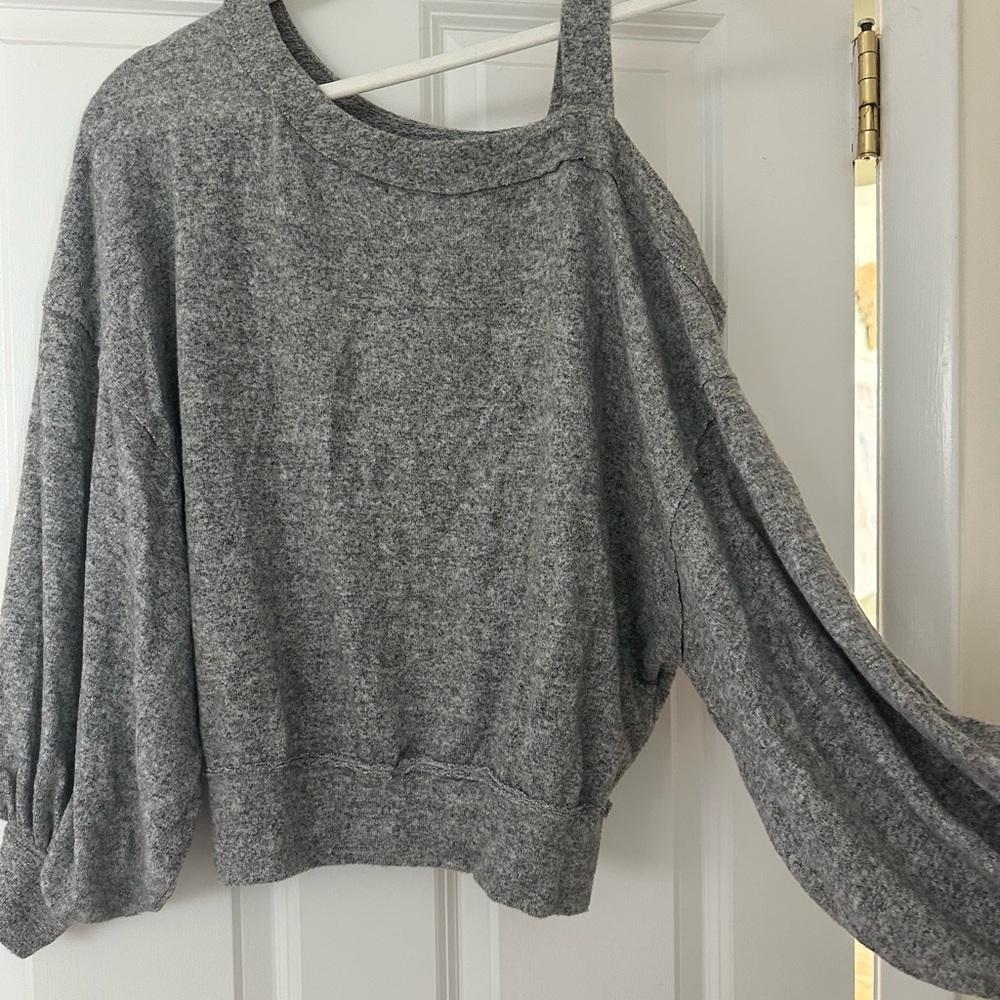 Free People Oversized Gray Sweater Off Shoulder